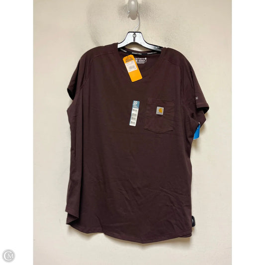 Athletic Top Short Sleeve By Carhartt In Brown, Size: Xl