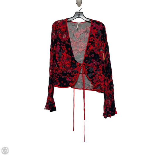 Top Long Sleeve By Free People In Black & Red, Size: M