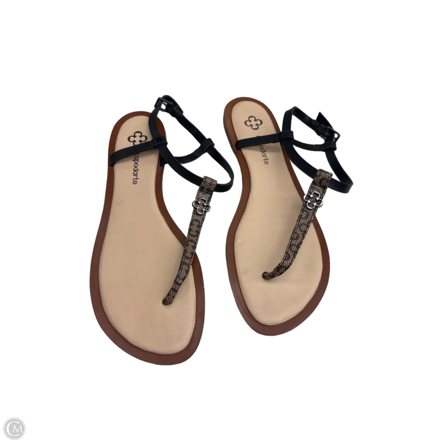 Sandals Flats By Clothes Mentor In Black & Brown, Size: 8
