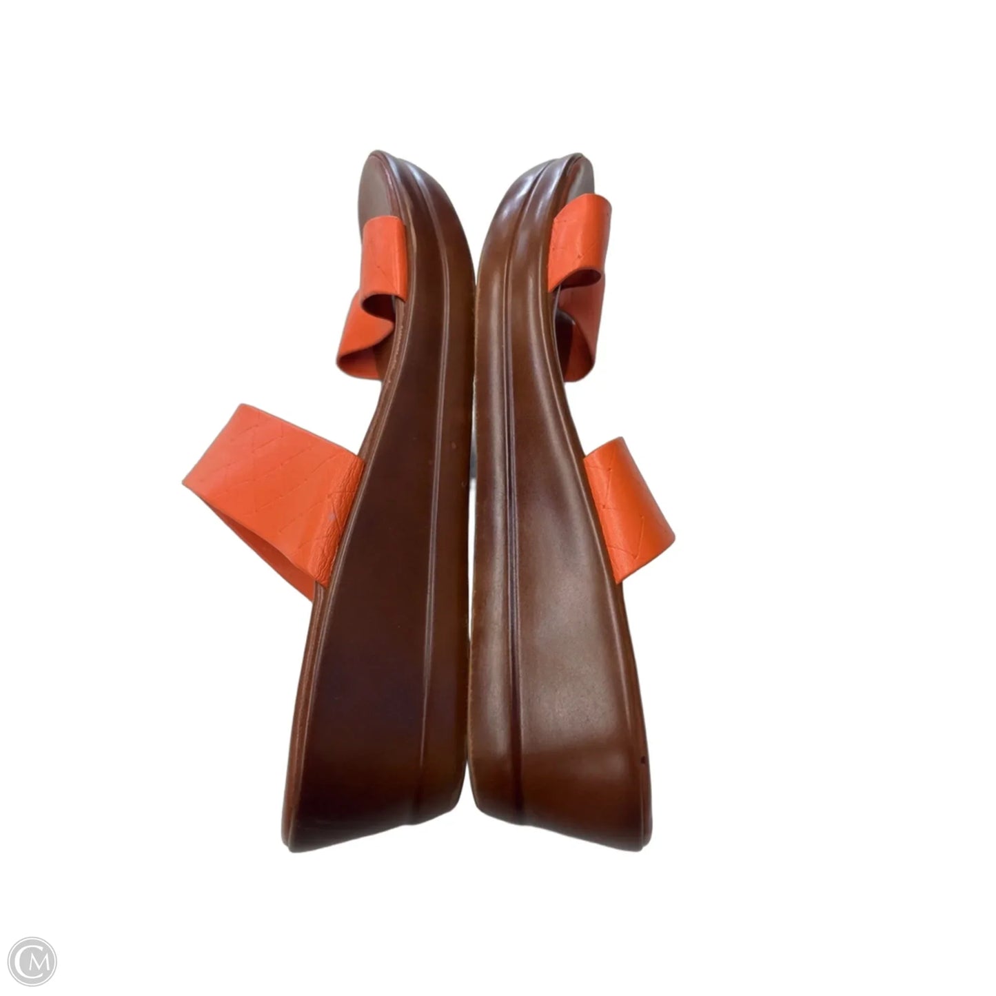 Sandals Heels Wedge By Italian Shoemakers In Orange, Size: 11