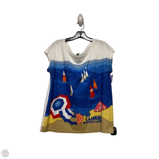 Top Short Sleeve Basic By Lauren By Ralph Lauren In Blue & White, Size: Xl