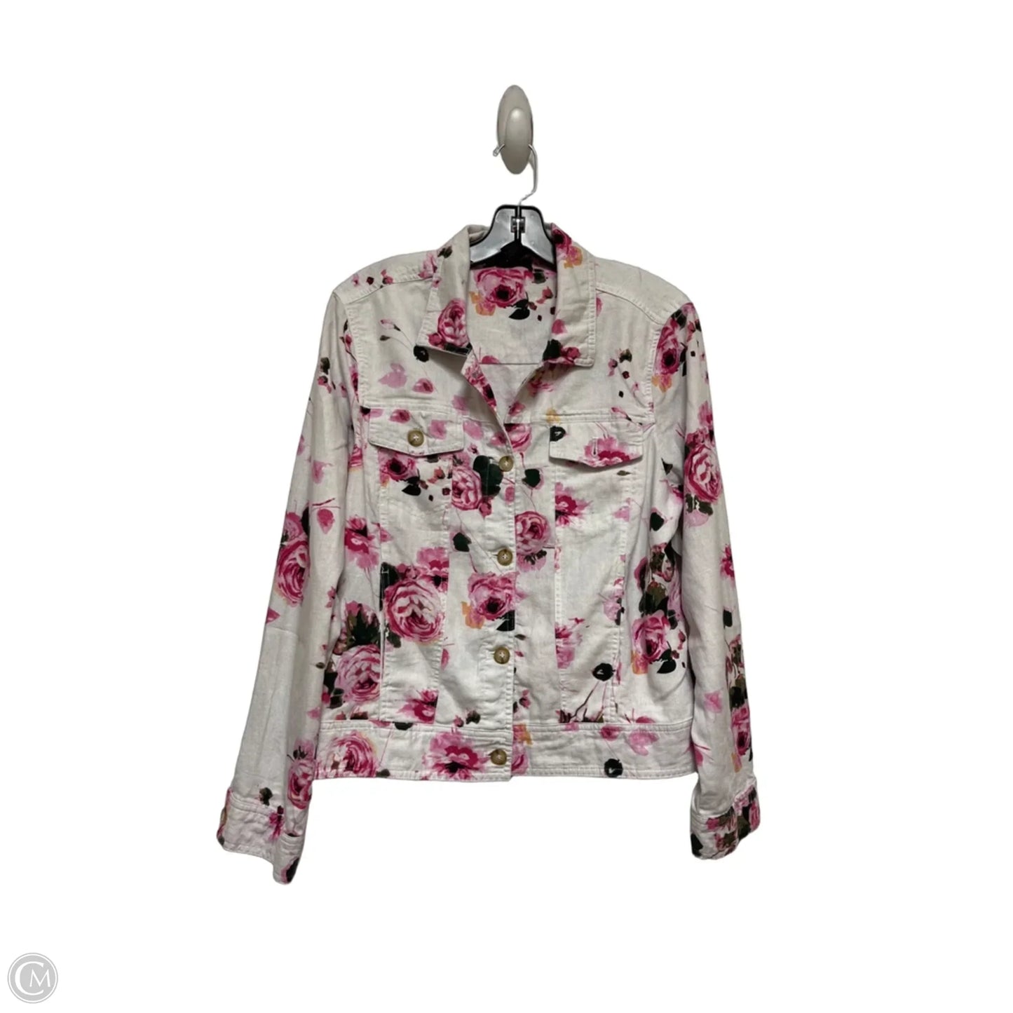Jacket Shirt By Tahari In Floral Print, Size: L