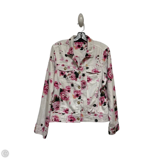 Jacket Shirt By Tahari In Floral Print, Size: L