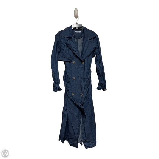 Coat Trench Coat By Just Fab In Blue, Size: S