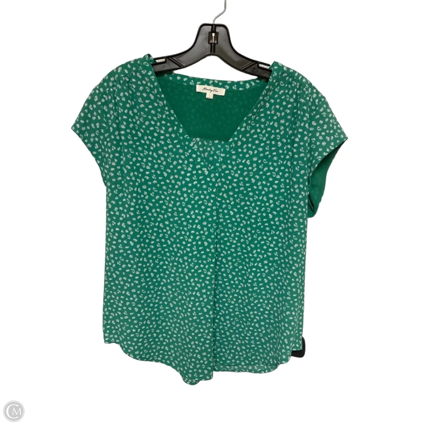 Top Short Sleeve By Monday Fun In Green & White, Size: L