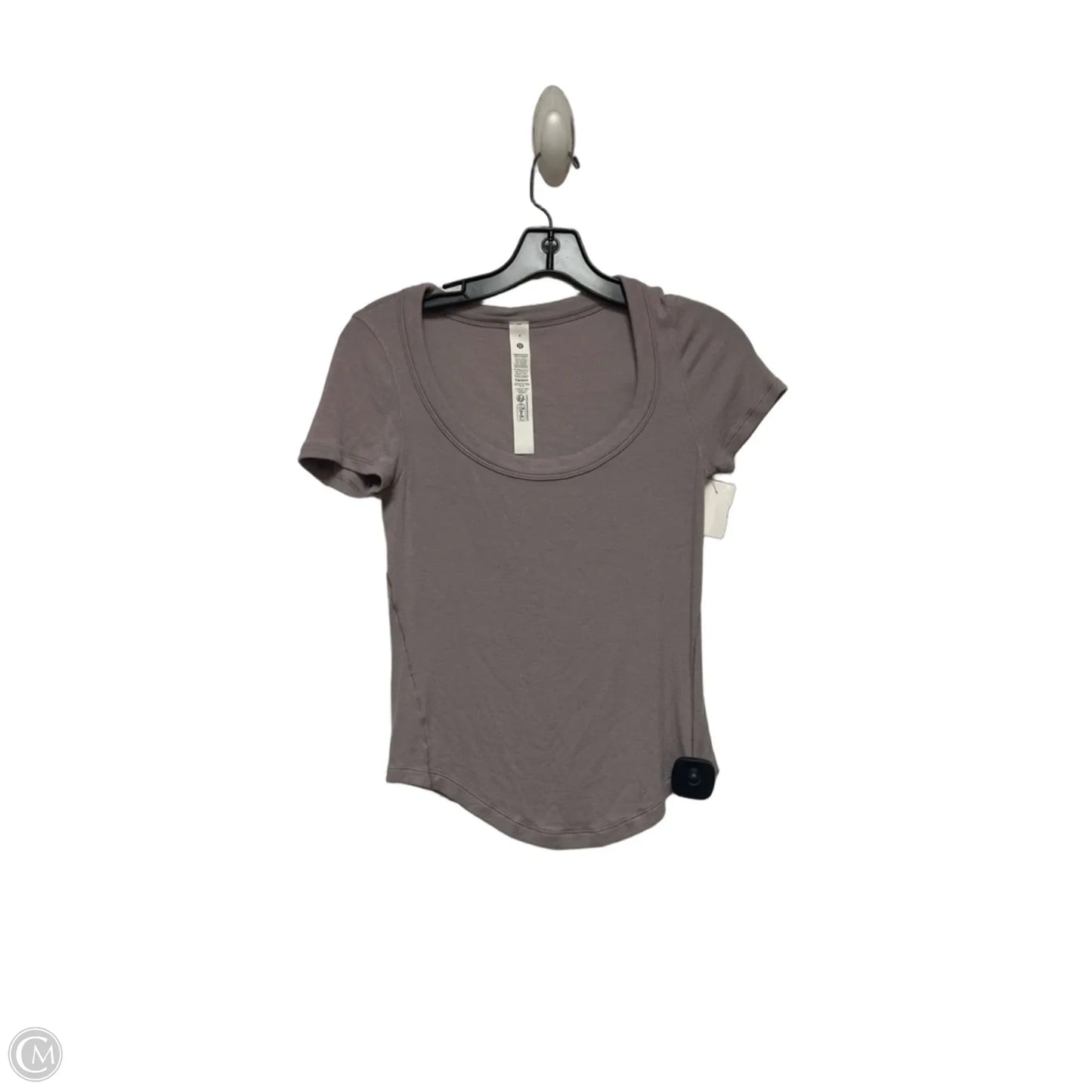 Athletic Top Short Sleeve By Lululemon In Grey, Size: 4