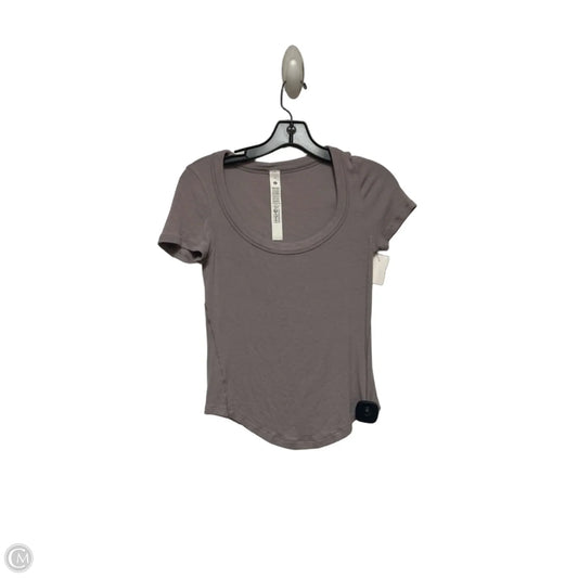 Athletic Top Short Sleeve By Lululemon In Grey, Size: 4