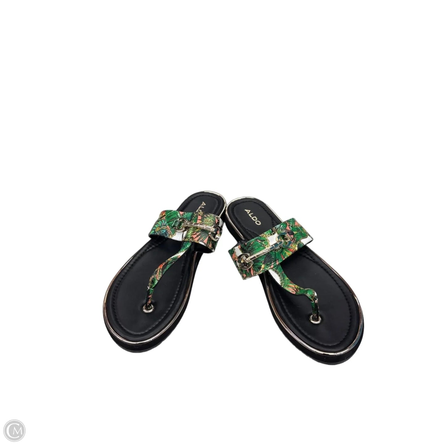 Sandals Flats By Aldo In Green & White, Size: 8.5