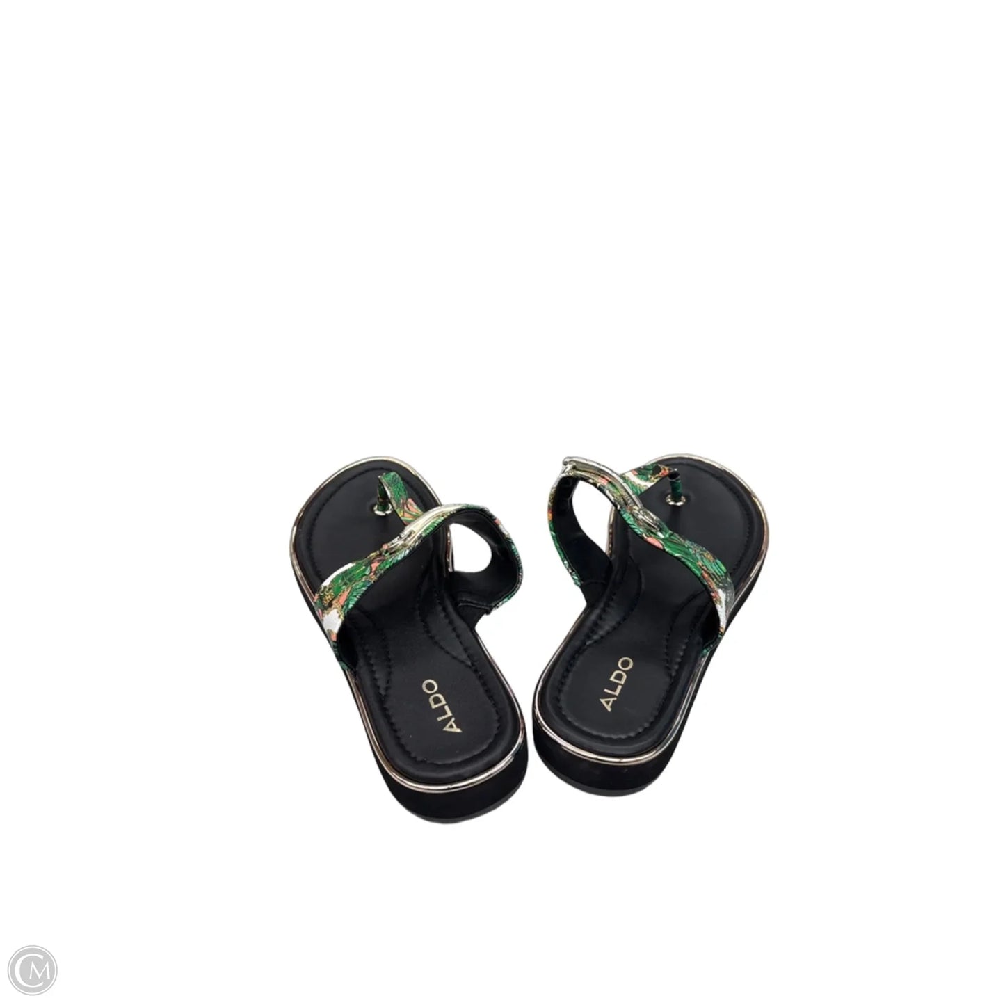Sandals Flats By Aldo In Green & White, Size: 8.5