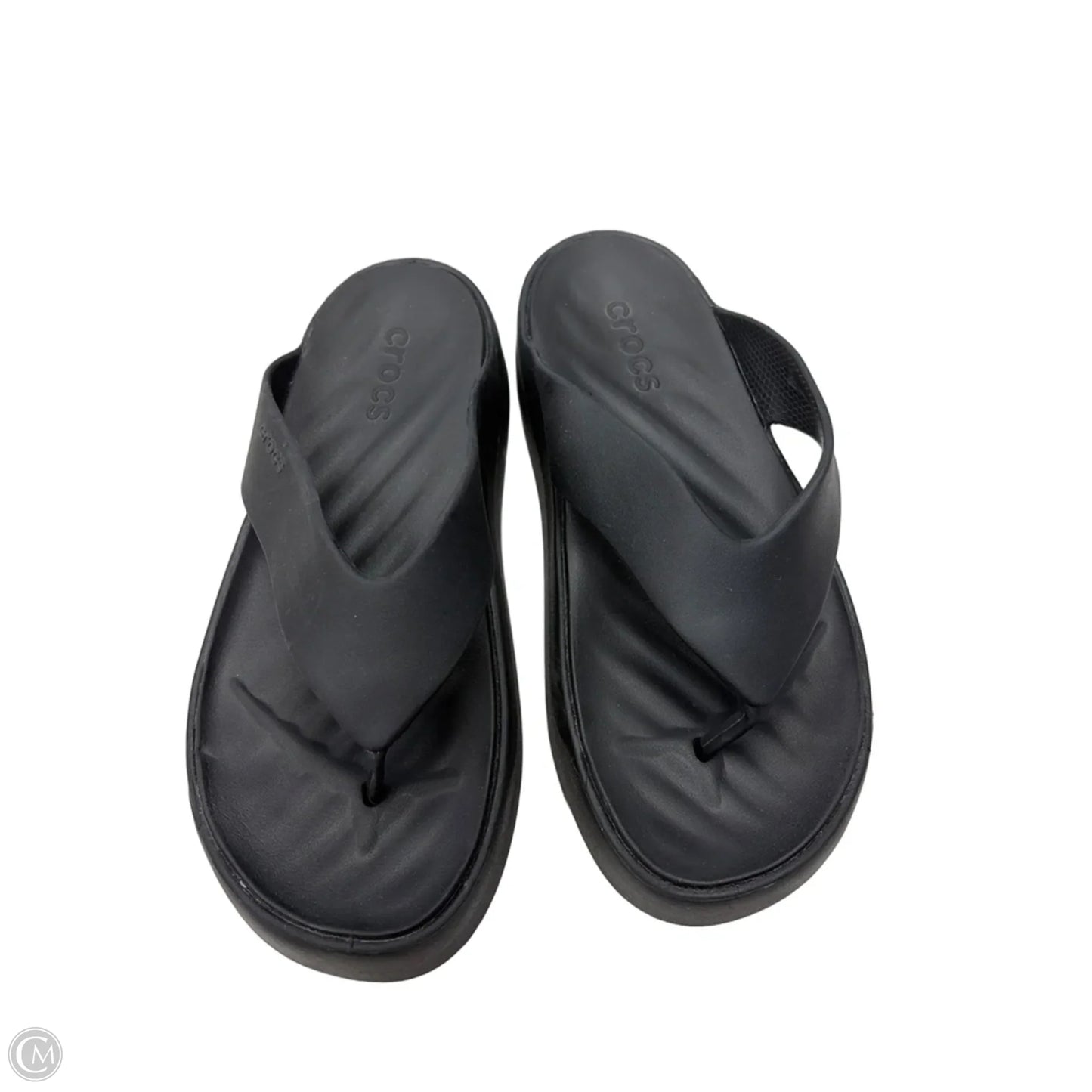Sandals Heels Platform By Crocs In Black, Size: 7