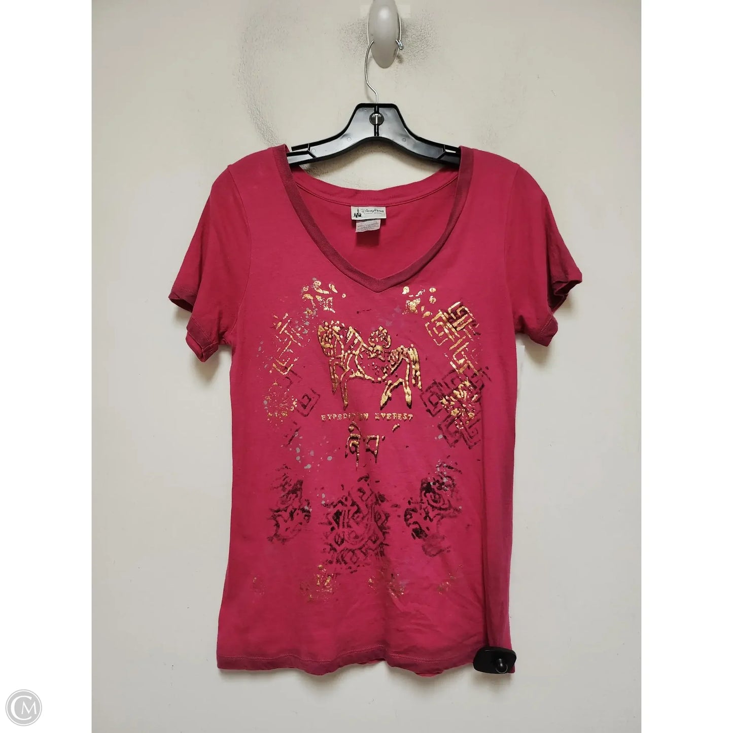 Top Short Sleeve By Walt Disney In Gold & Pink, Size: M