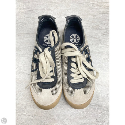 Shoes Designer By Tory Burch In Blue & Cream, Size: 5