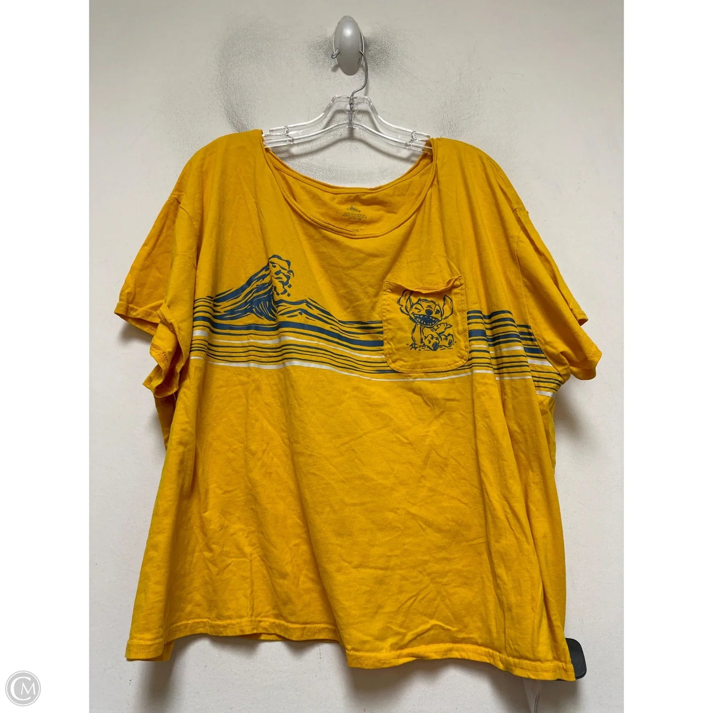 Top Short Sleeve By Walt Disney In Yellow, Size: 3x