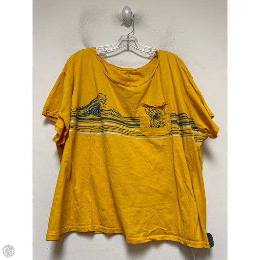 Top Short Sleeve By Walt Disney In Yellow, Size: 3x