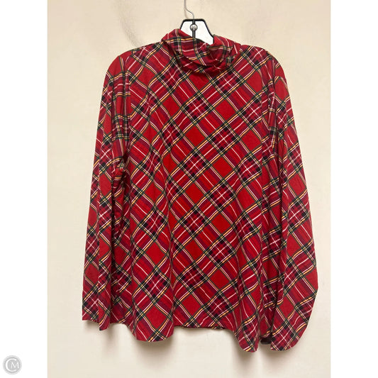 Top Long Sleeve By Talbots In Plaid Pattern, Size: 3x