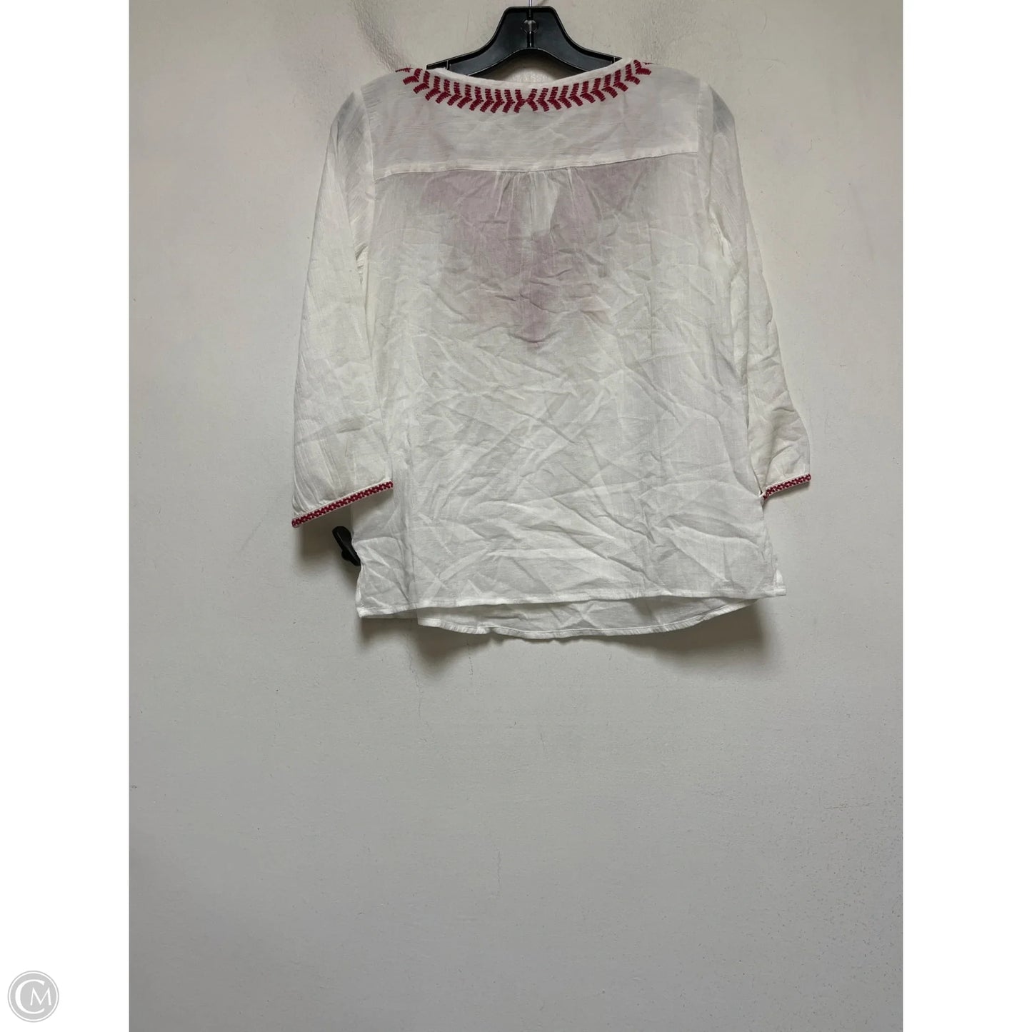 Top Long Sleeve By Talbots In Red & White, Size: S