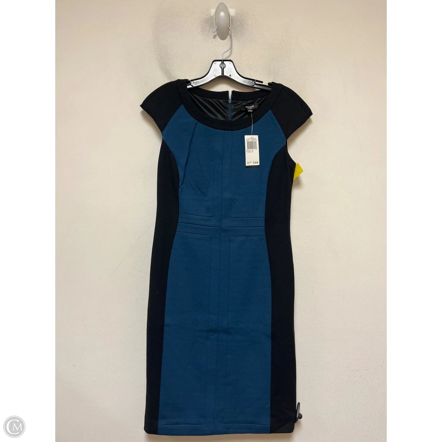 Dress Casual Midi By Premise In Black & Blue, Size: 6
