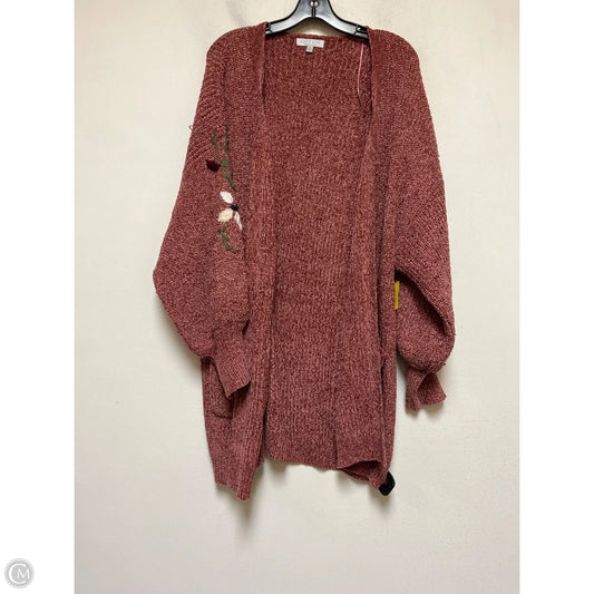 Sweater Cardigan By Solitaire In Mauve, Size: Xl