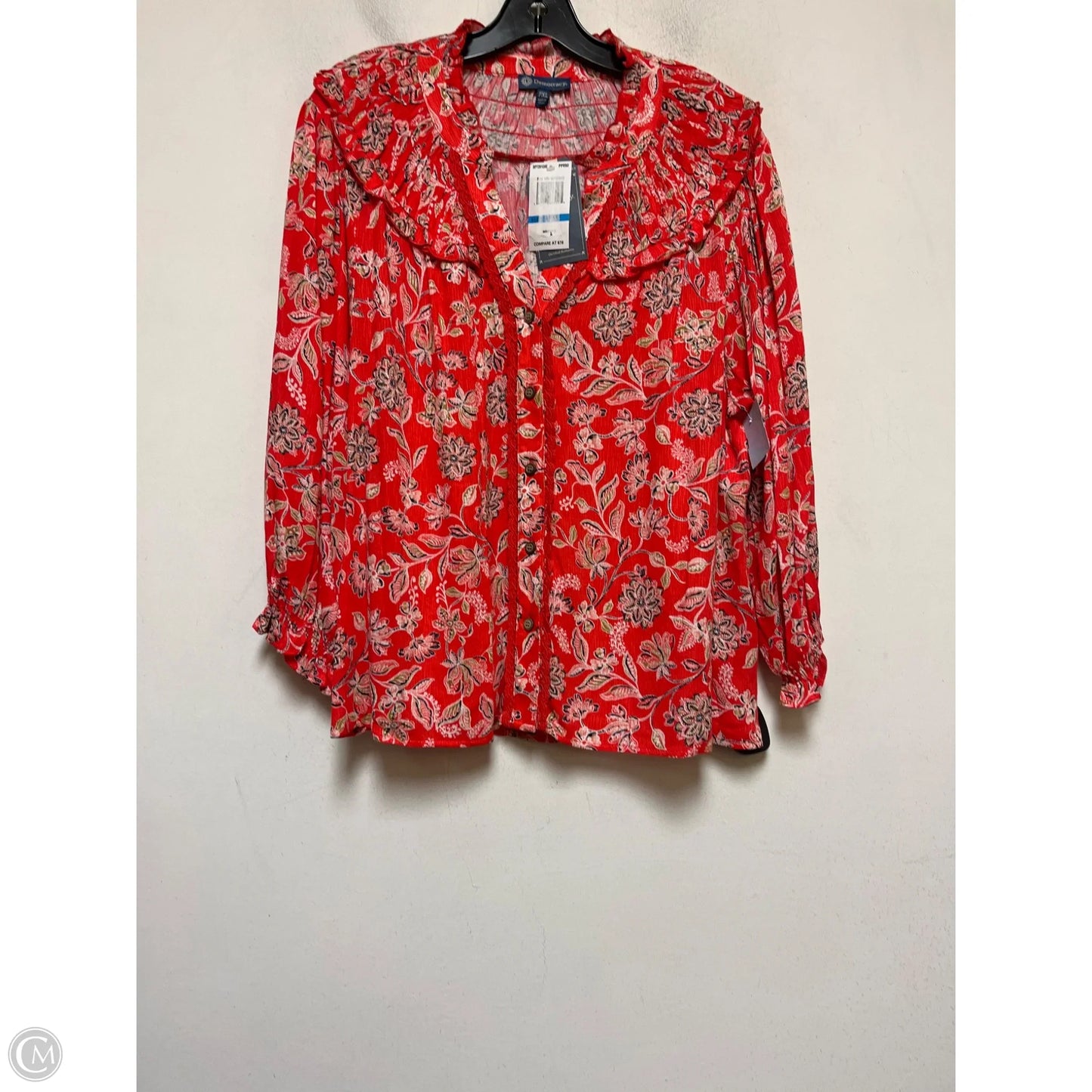 Top Long Sleeve By Democracy In Orange, Size: Xl