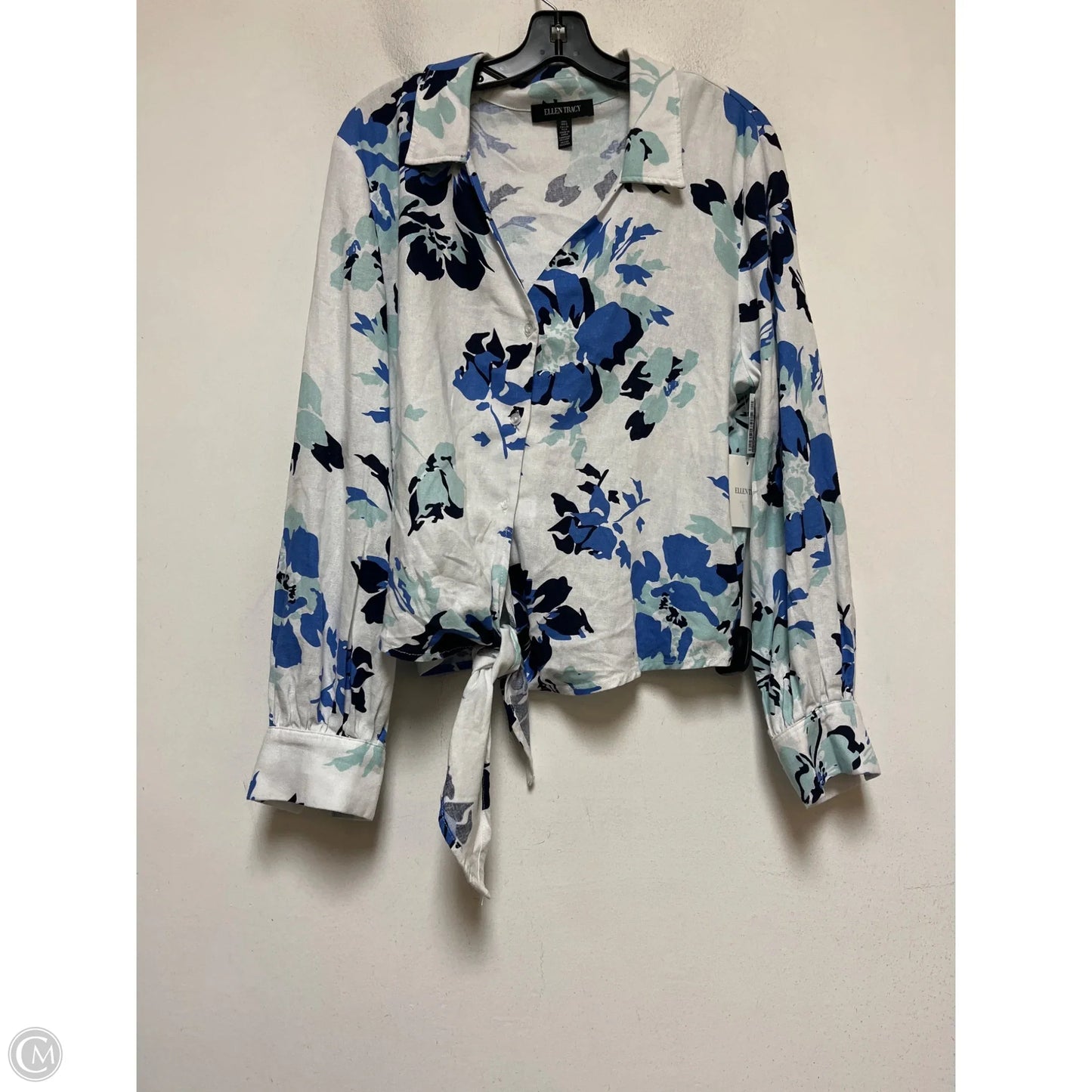 Top Long Sleeve By Ellen Tracy In Blue & Green, Size: L