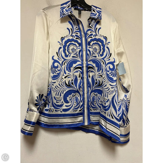 Top Long Sleeve By Ellen Tracy In Blue & White, Size: Xs