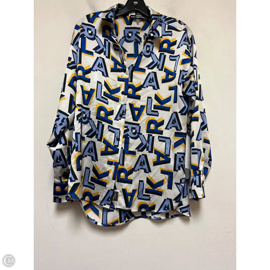 Top Long Sleeve Designer By Karl Lagerfeld In Blue & White, Size: S