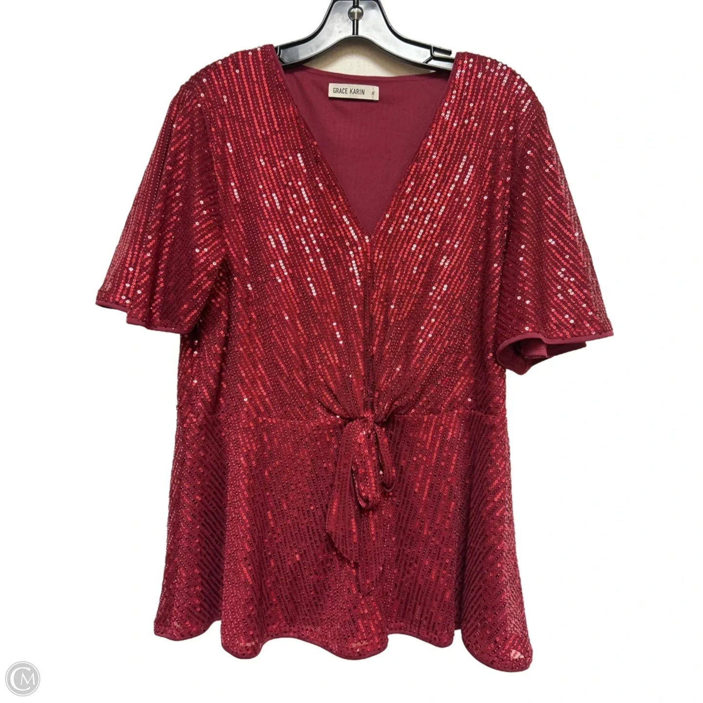 Top Short Sleeve By Grace Karin In Maroon, Size: Xl