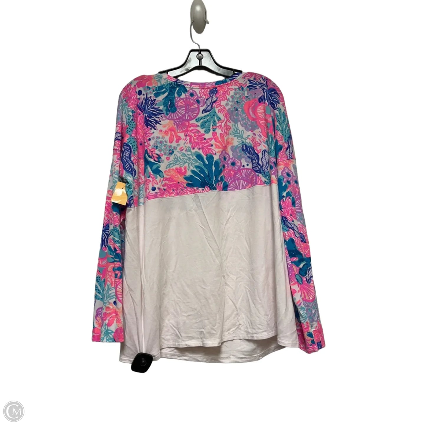 Top Long Sleeve Designer By Lilly Pulitzer In Pink & White, Size: Xl