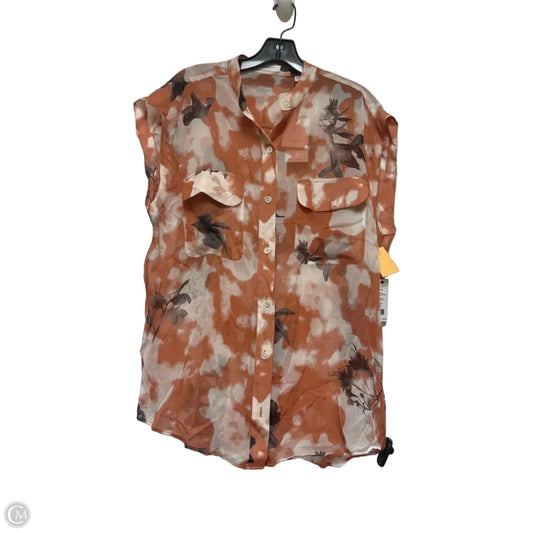 Top Sleeveless By Equipment In Black & Orange, Size: L