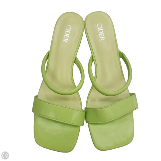 Sandals Heels Wedge By Cider In Green, Size: 6.5