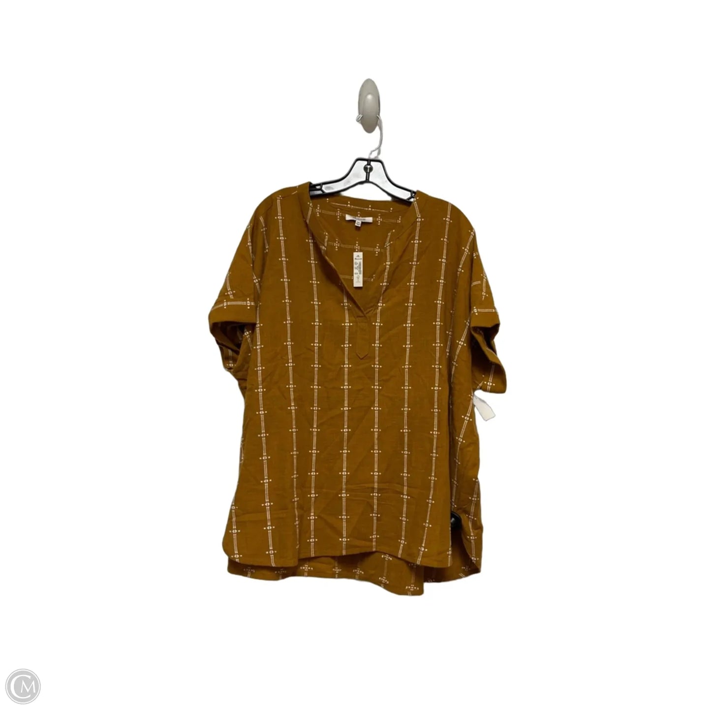 Top Short Sleeve By Madewell In Brown & Cream, Size: 2x