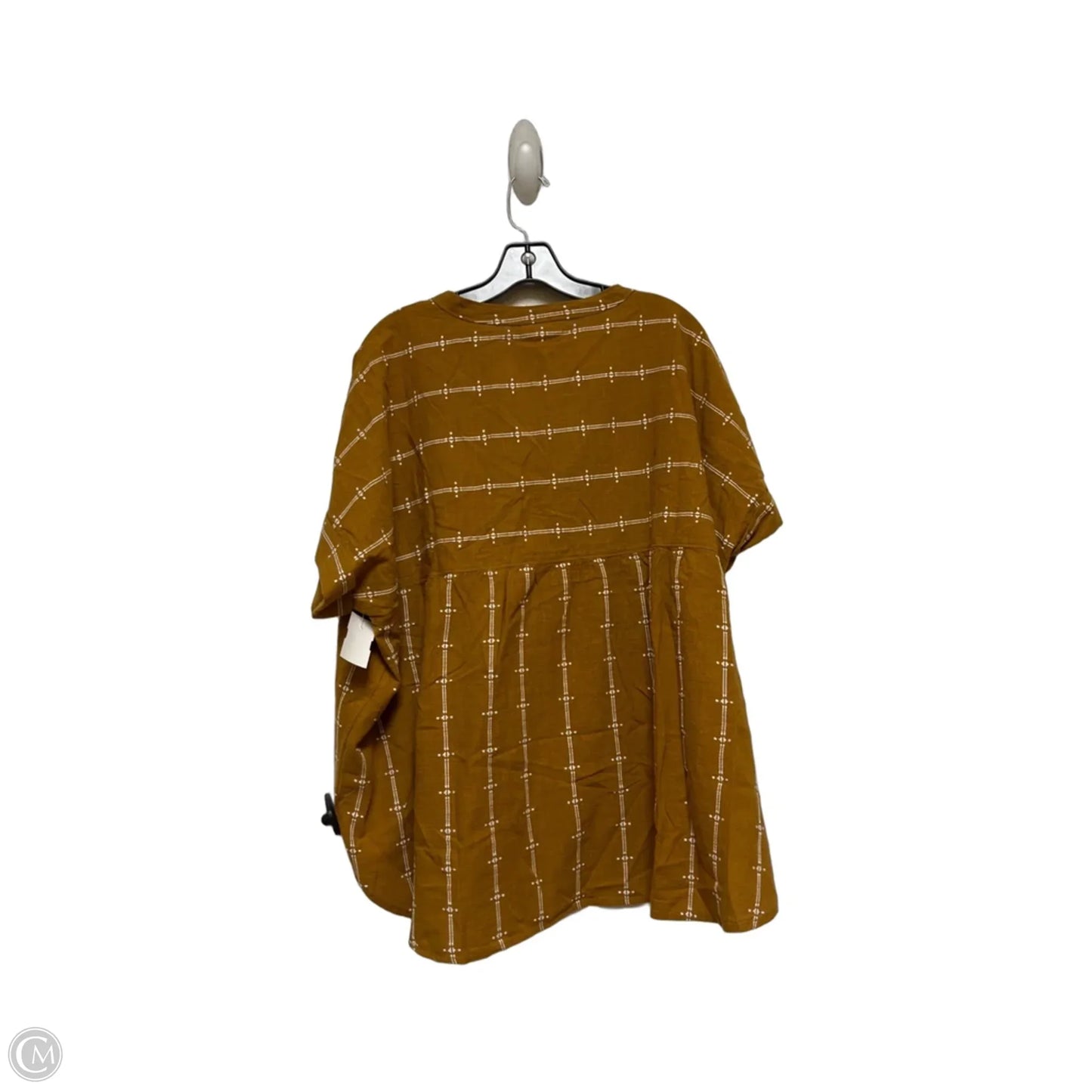 Top Short Sleeve By Madewell In Brown & Cream, Size: 2x