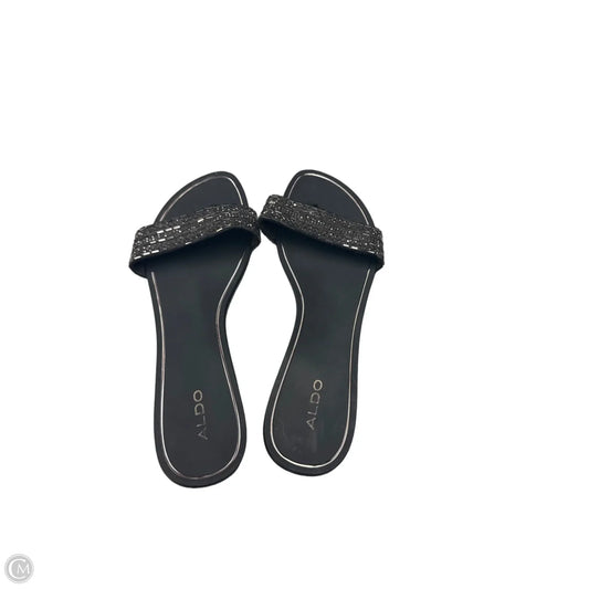 Sandals Flats By Aldo In Black & Silver, Size: 9