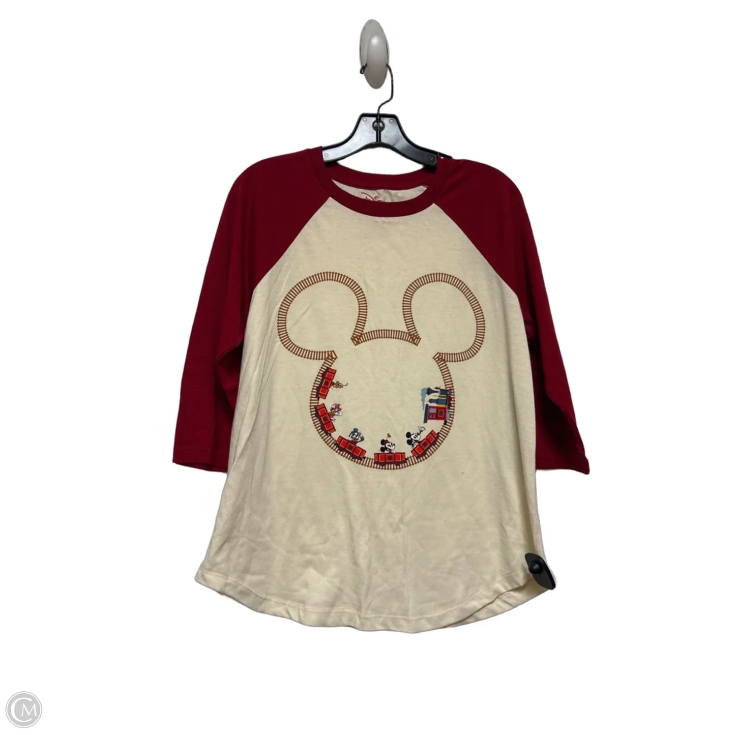 Top Short Sleeve By Disney In Cream & Red, Size: M