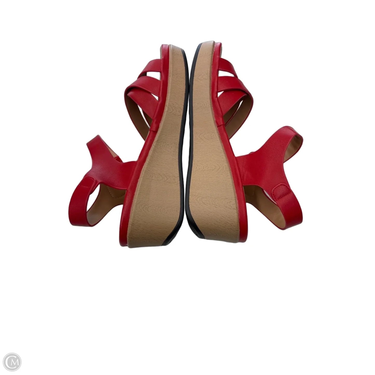 Sandals Heels Wedge By Clothes Mentor In Red, Size: 9