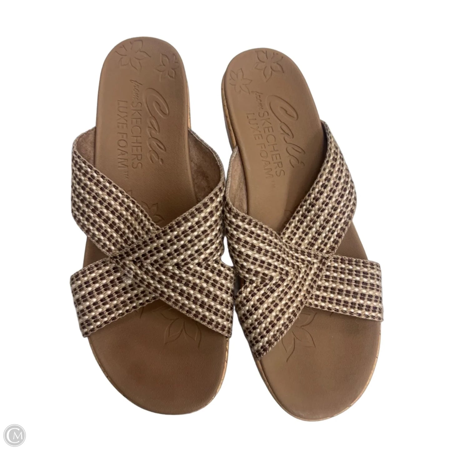 Sandals Heels Wedge By Skechers In Tan, Size: 11
