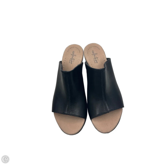 Sandals Heels Wedge By Clarks In Black, Size: 8.5