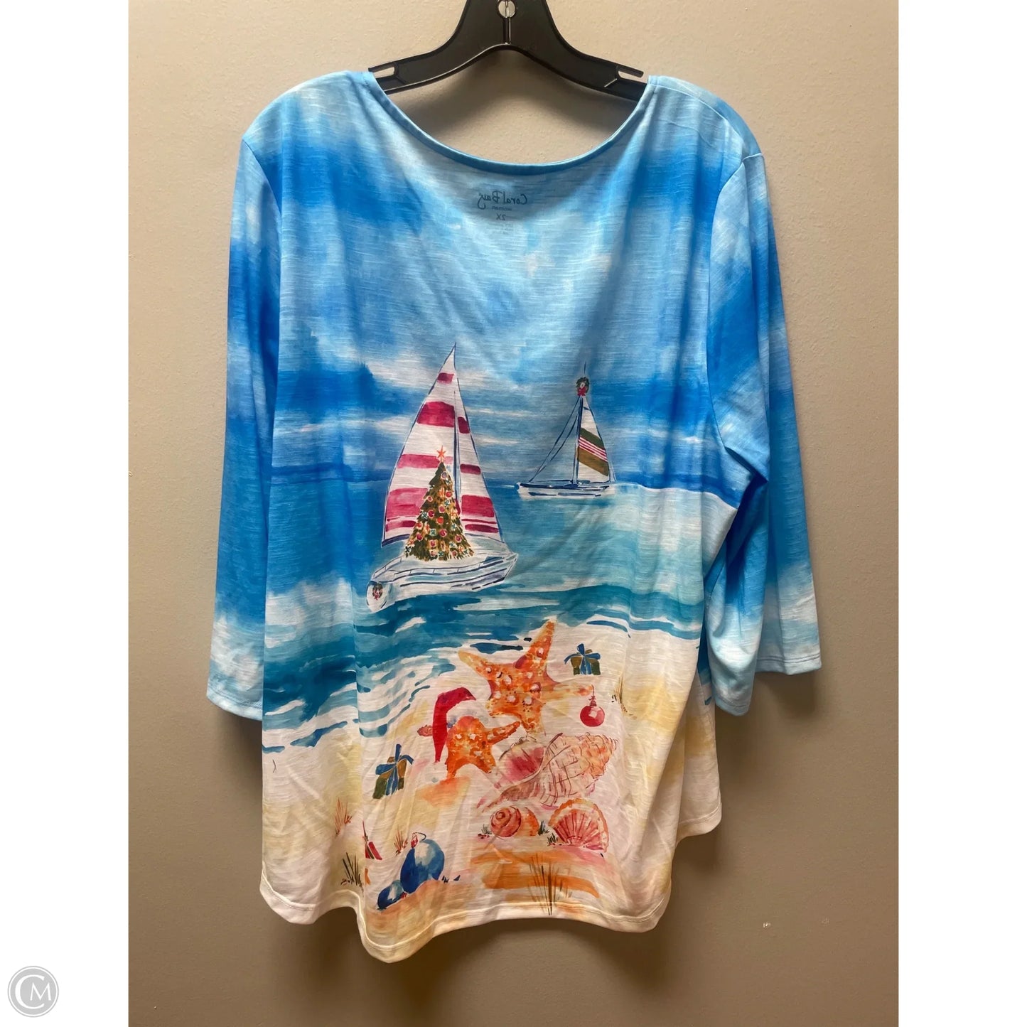 Top Short Sleeve By Coral Bay In Blue, Size: 2x
