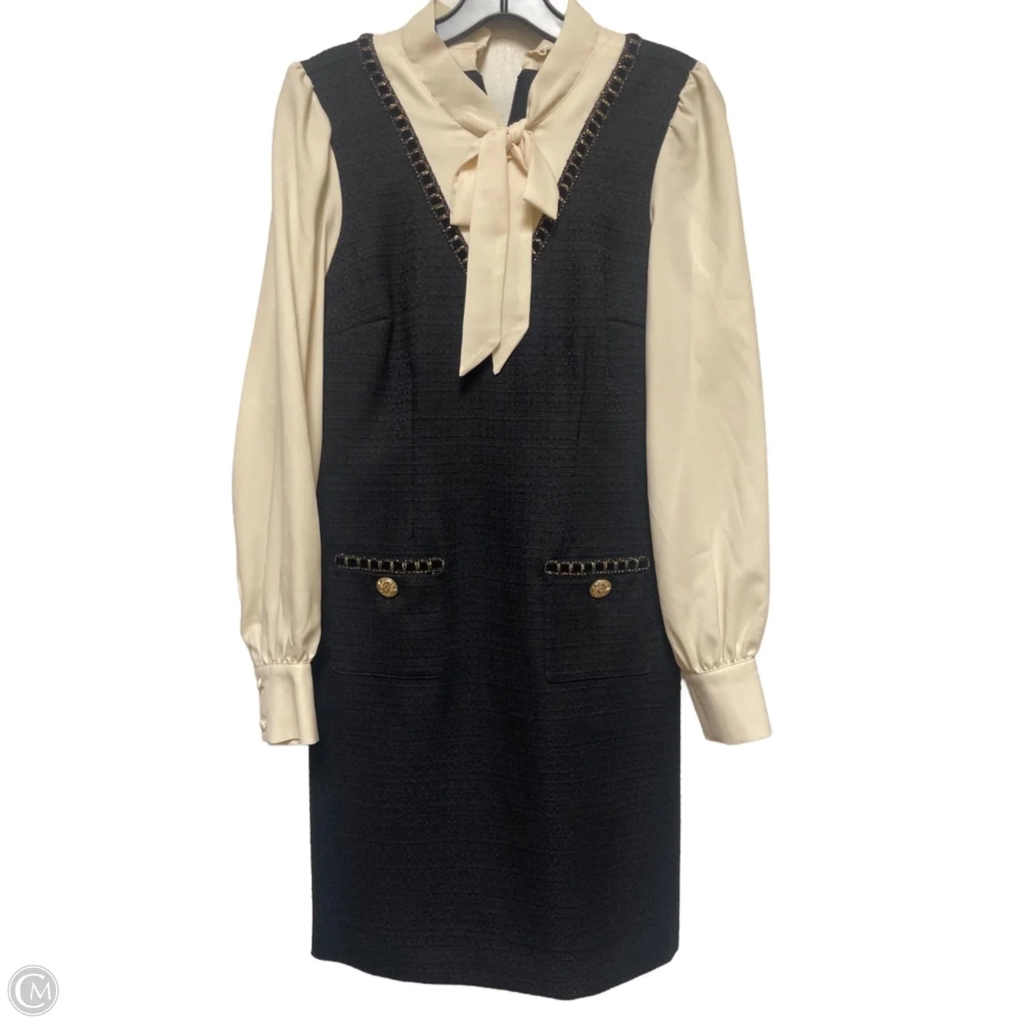 Dress Designer By Karl Lagerfeld In Black & Cream, Size: Xs