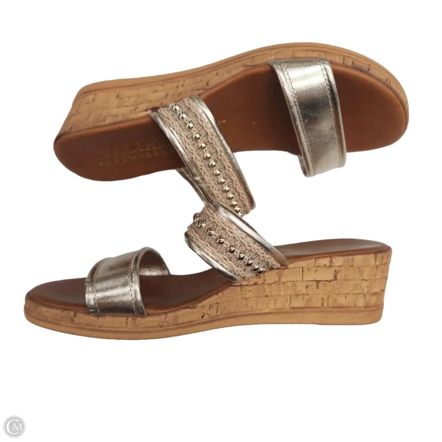 Sandals Heels Wedge By Italian Shoemakers In Gold, Size: 7