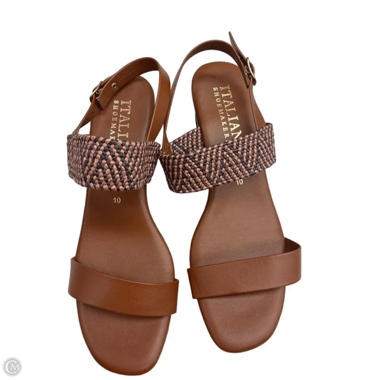 Sandals Heels Block By Italian Shoemakers In Brown, Size: 10