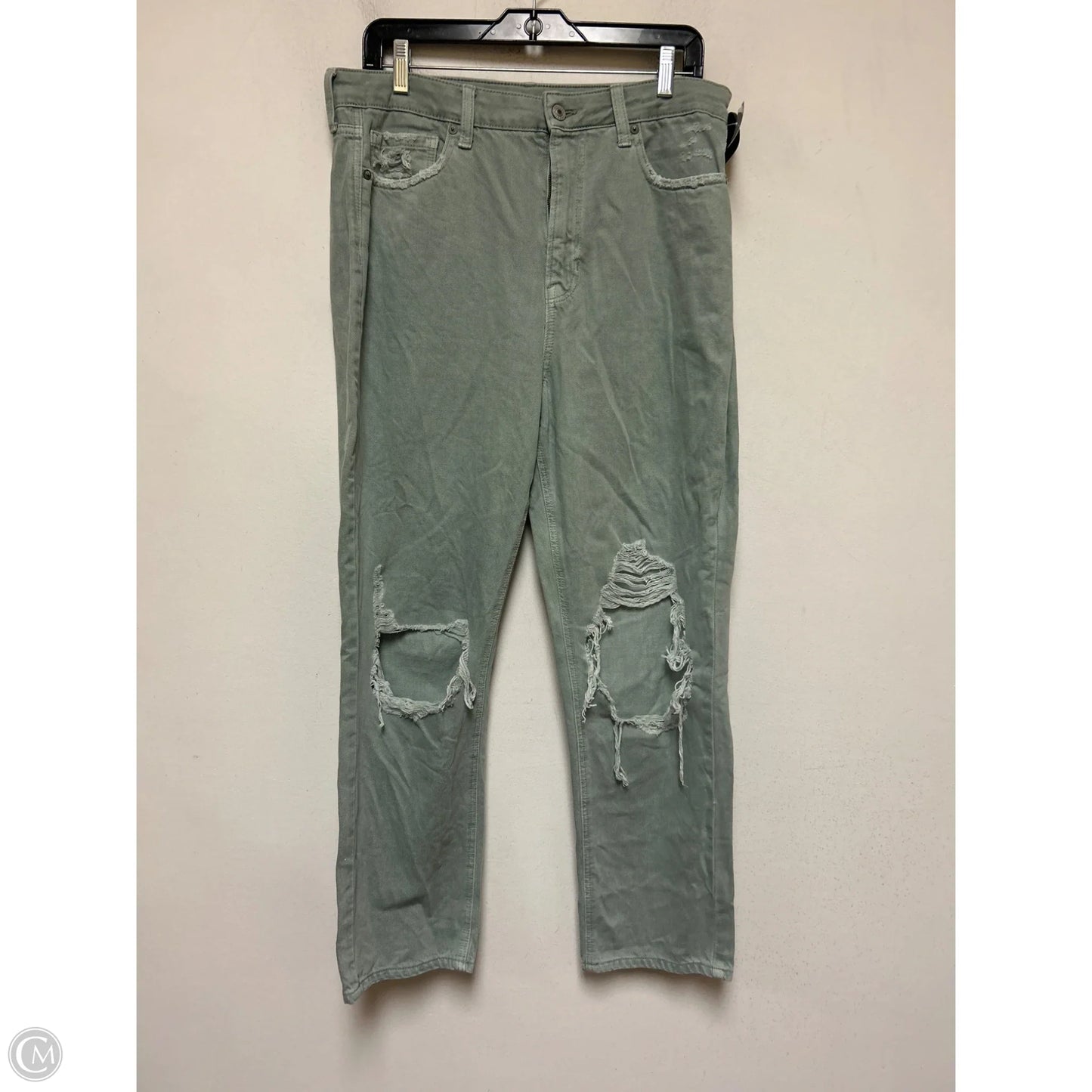 Jeans Straight By American Eagle In Green Denim, Size: 14