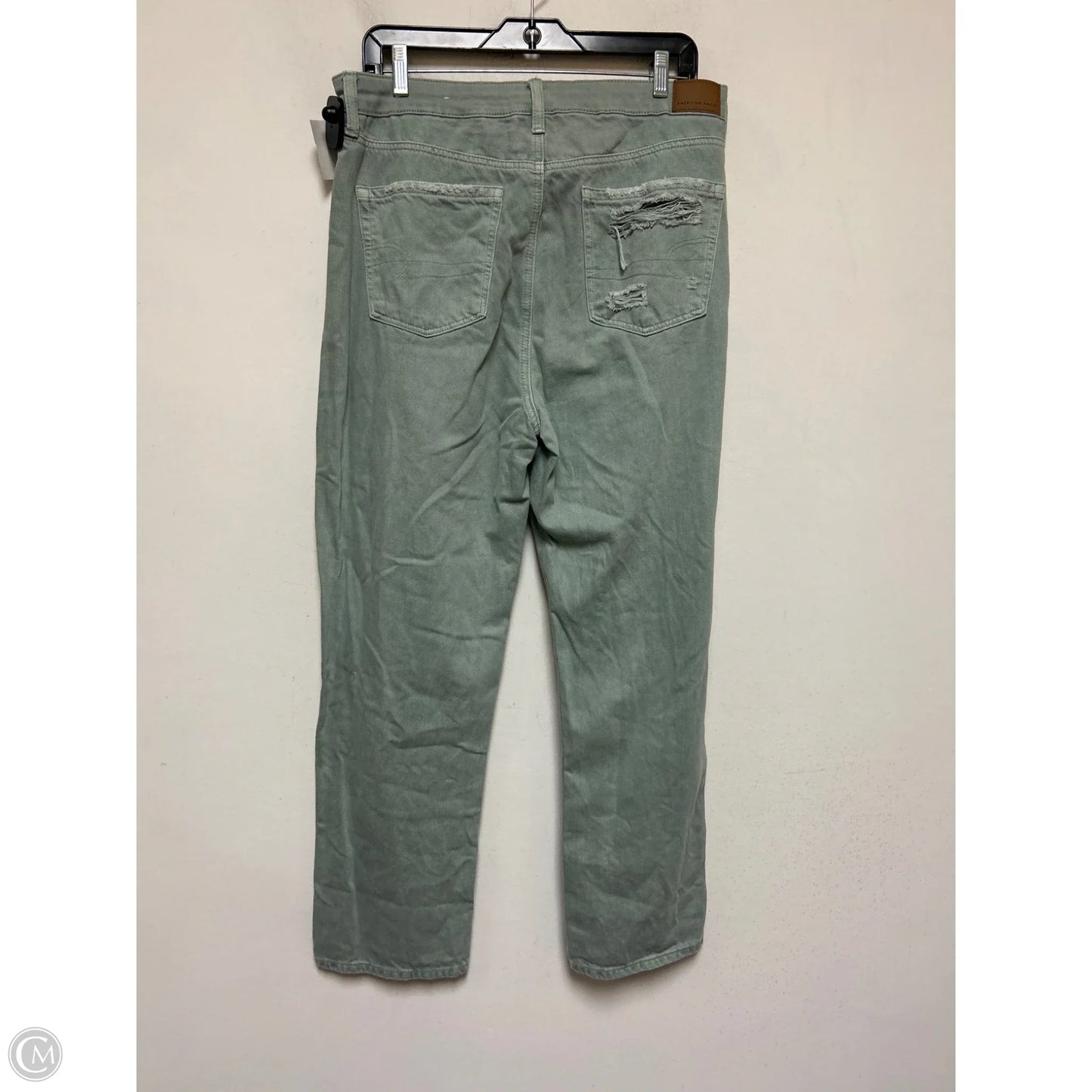 Jeans Straight By American Eagle In Green Denim, Size: 14