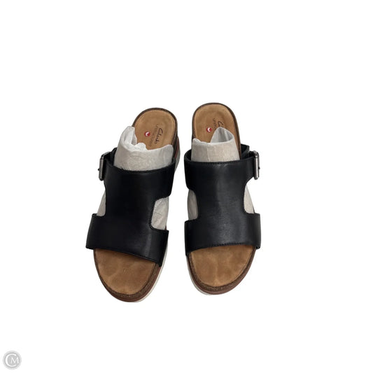 Sandals Heels Wedge By Clarks In Black, Size: 8.5