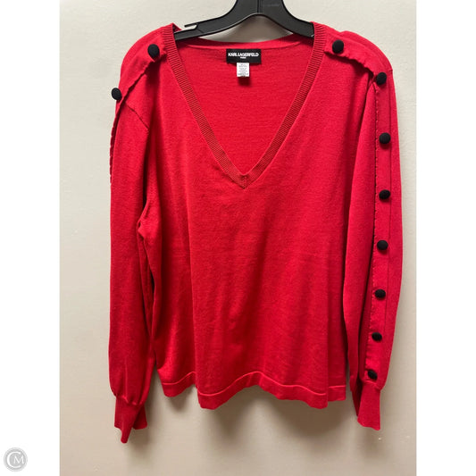Top Long Sleeve Designer By Karl Lagerfeld In Red, Size: Xl