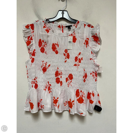 Top Sleeveless By Ann Taylor In Orange & White, Size: L