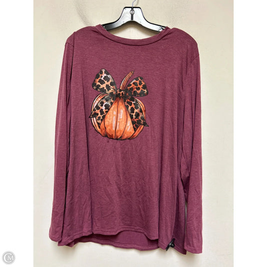 Top Long Sleeve By Clothes Mentor In Maroon, Size: 2x