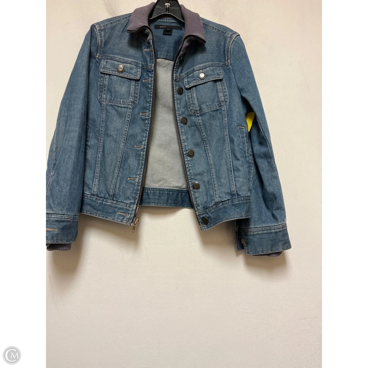 Jacket Luxury Designer By Marc Jacobs In Blue Denim, Size: S