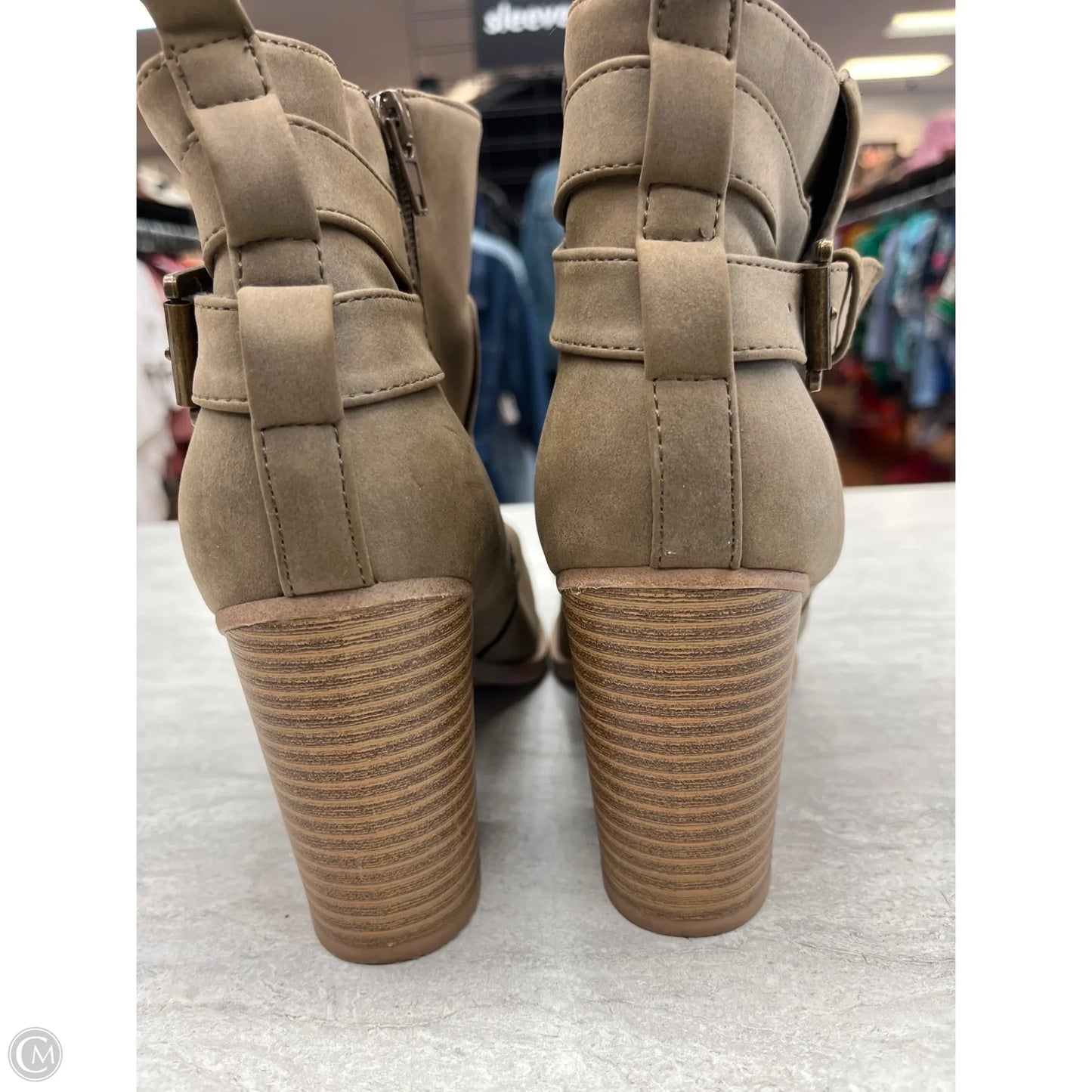 Boots Ankle Heels By Charlotte Russe In Tan, Size: 8