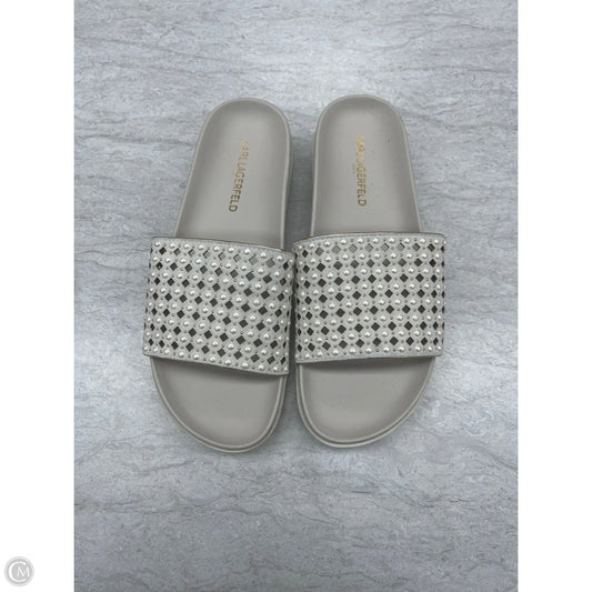 Sandals Designer By Karl Lagerfeld In Grey, Size: 8.5